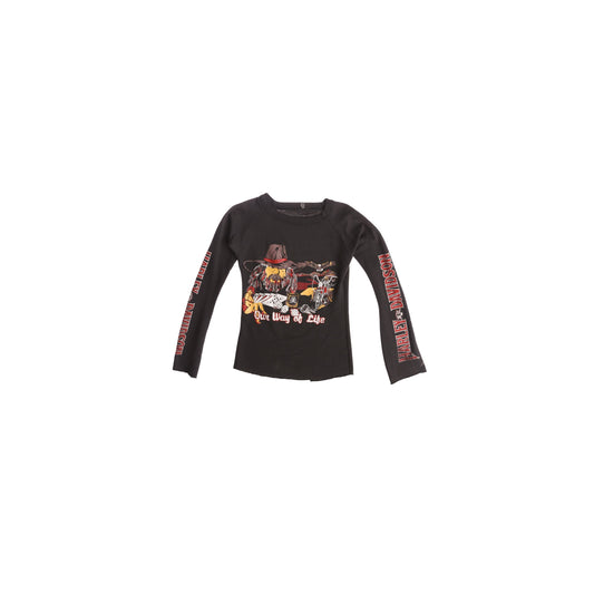 Vintage Long Sleeves Black Biker Graphic Shirt with Harley Davidson Cameron's Motorcycles  - Our way of Life
