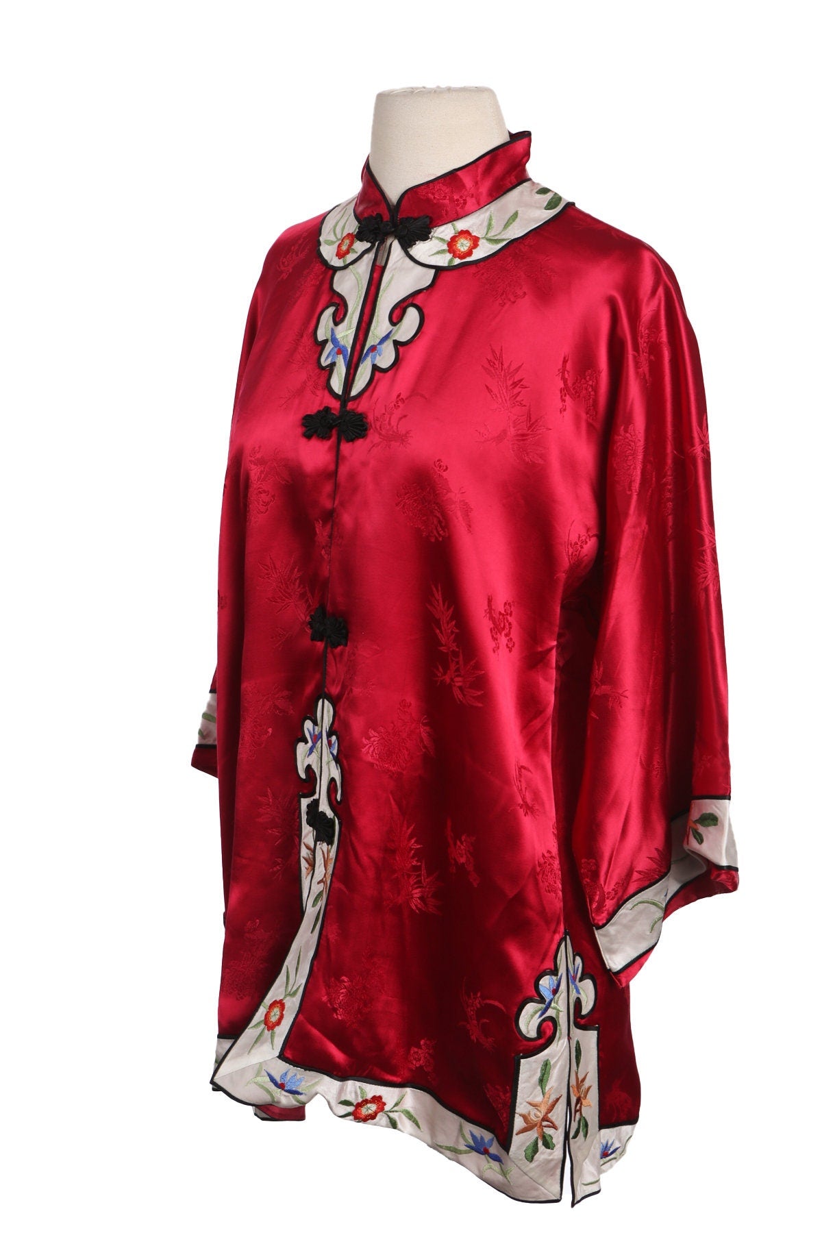 Red Cheongsam Blouse with Flower Embroidery by Golden Bee - Made in China