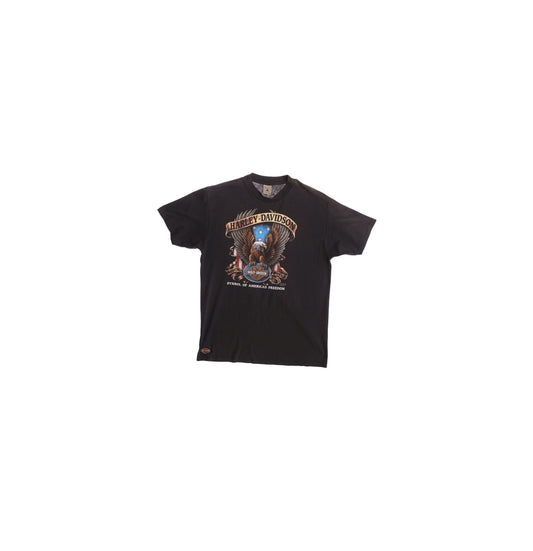 Vintage Harley Davidson Symbol of American Freedom Black Graphic T-shirt