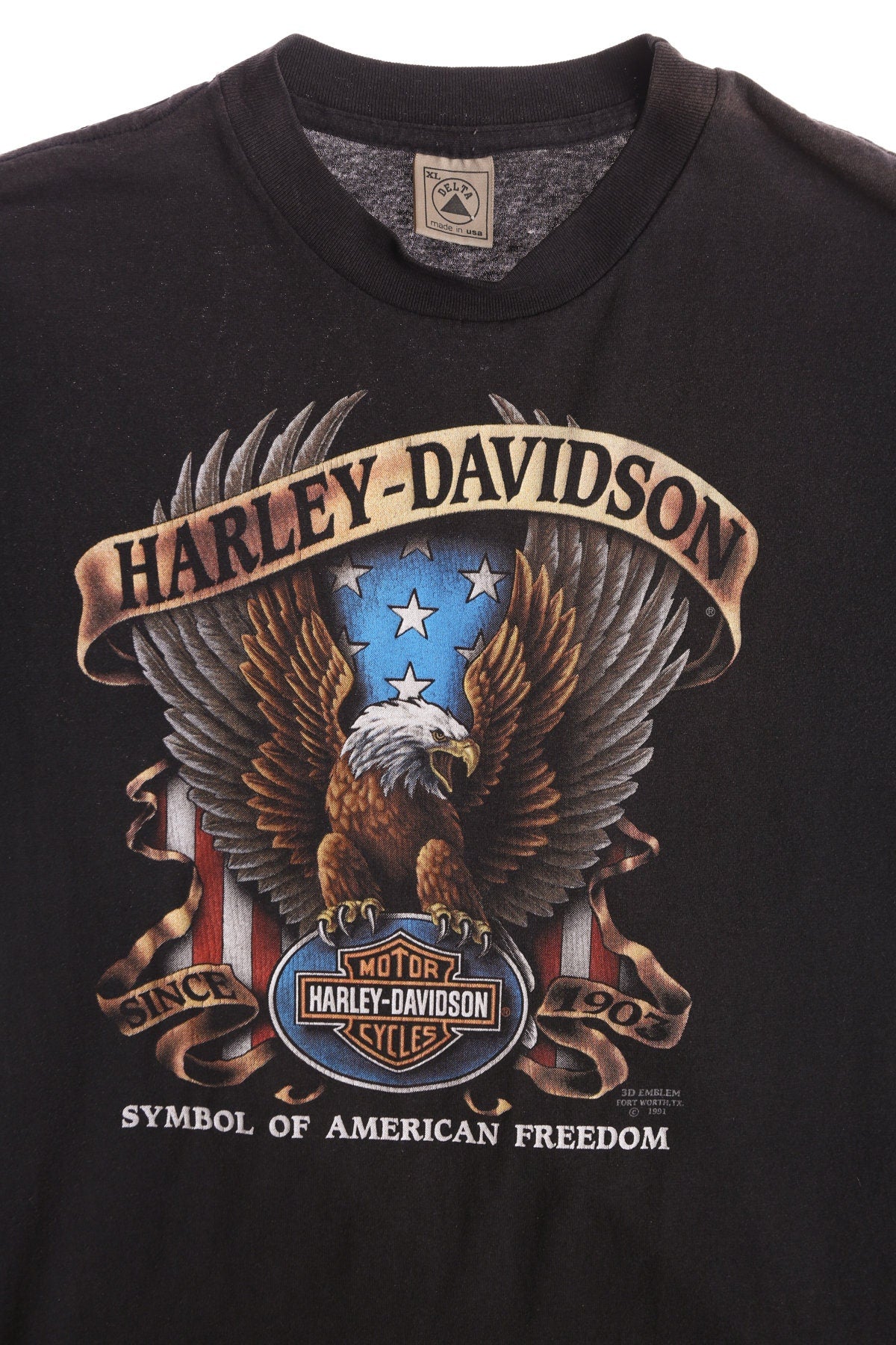 Vintage Harley Davidson Symbol of American Freedom Black Graphic T-shirt