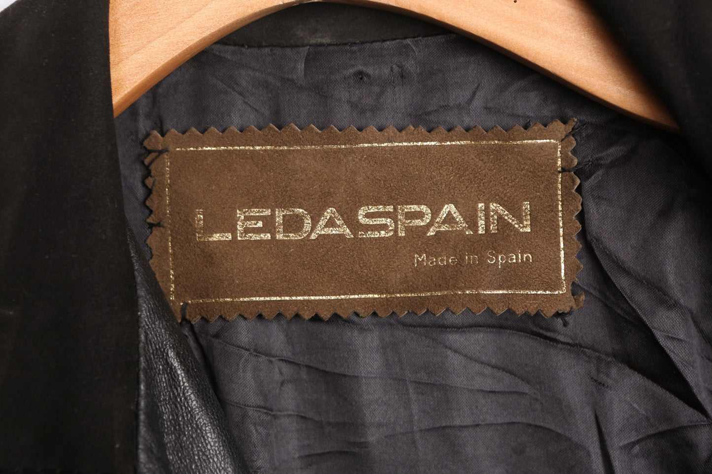 Woman Black Fur Leather Coat - Made in Spain - Era 90s - Y2K