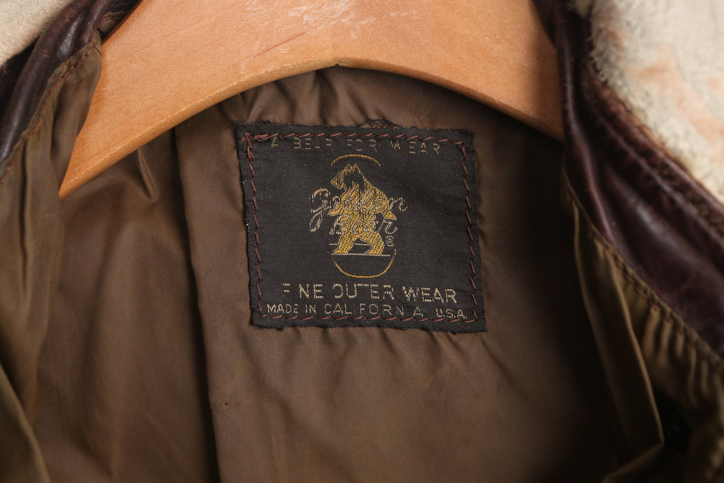 Vintage Men Brown Leather Bomber Jacket by Golden Bear - Made in California