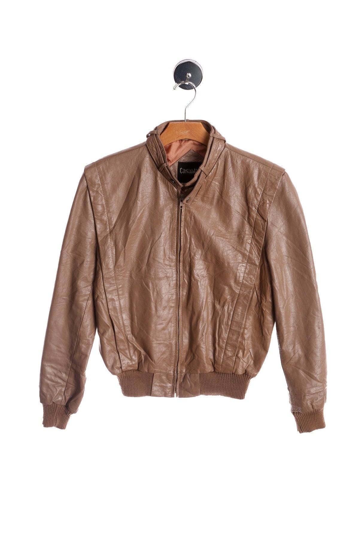 1980's Men Casual Brown Leather Jacket by Casablanca