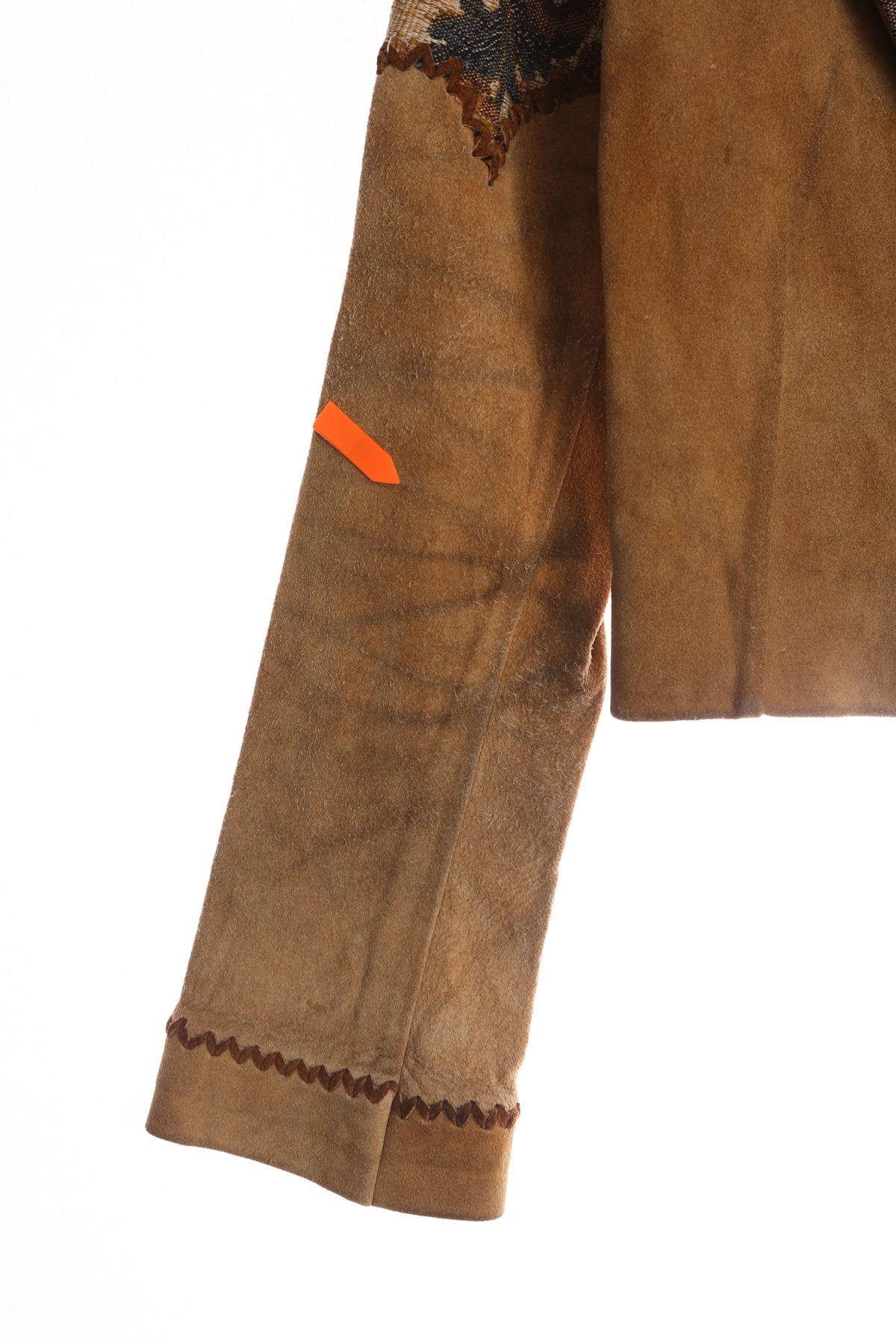Women Brown Suede Tapestry Jacket