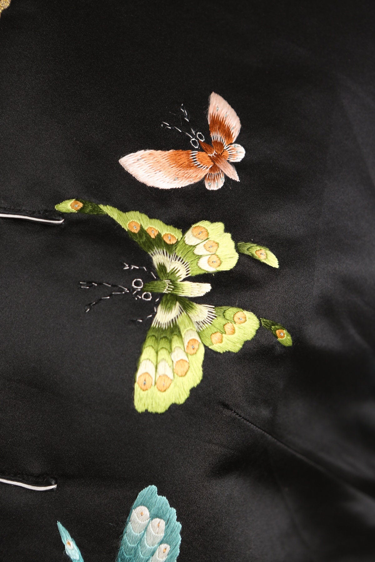 Black Cheongsam Vest with Butterfly Embroidery