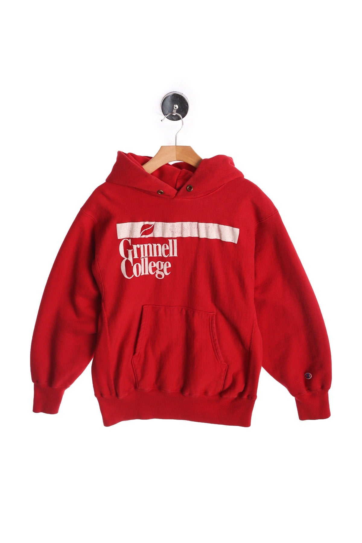 Vintage Champion red Hoodie with Grinnell College White Print - Era 80's - 90's