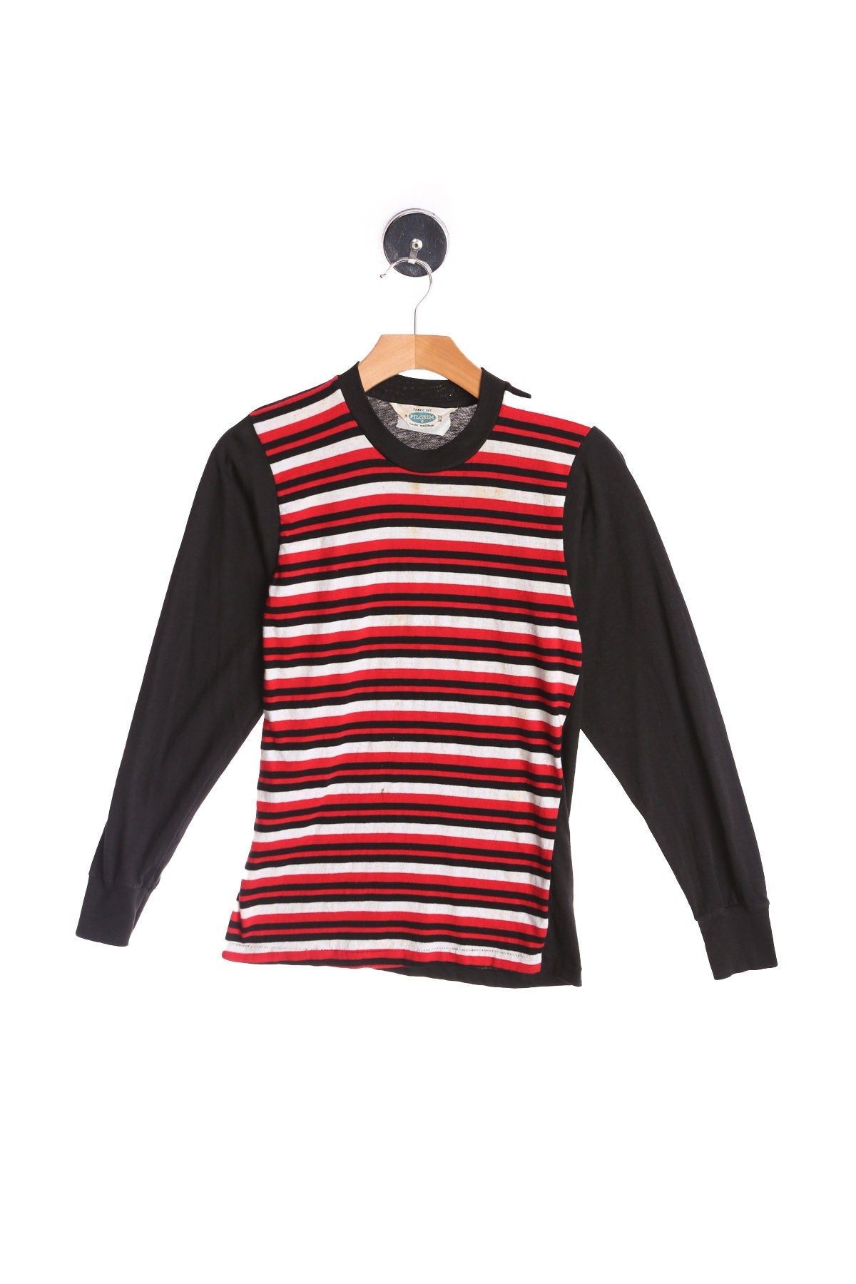 Vintage Long Sleeve Striped Black Shirt by Pilgrim