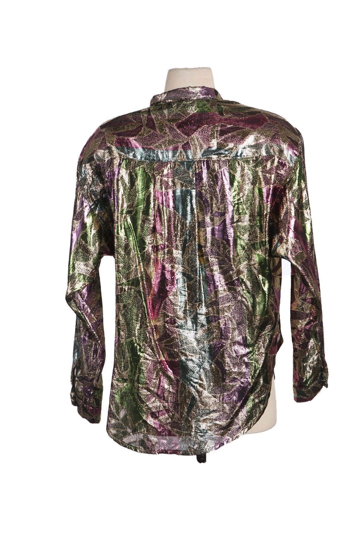 Vintage Metallic Top with Leaves Designs by LATC Los Angeles Top Co. from 70s - 80s