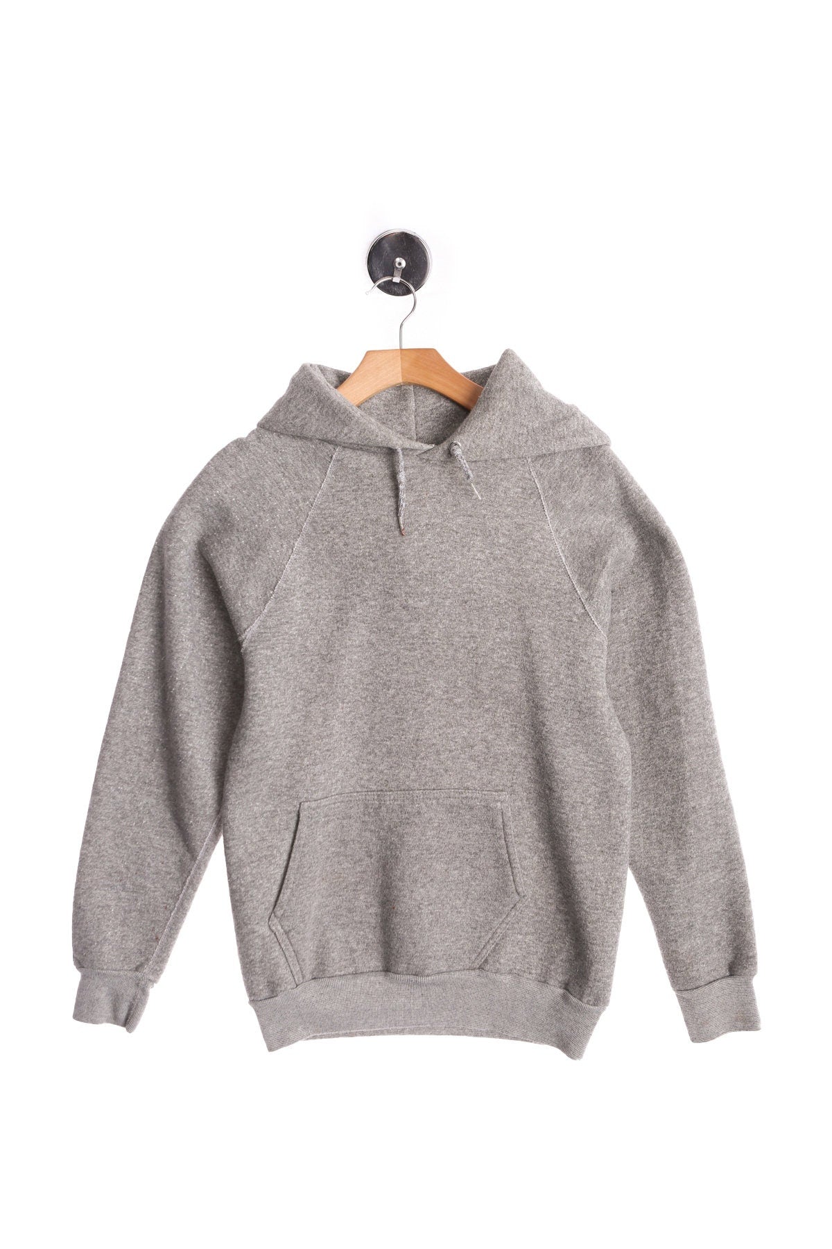 Vintage Gray Pullover Hoodie - No Print - Era 80s - 90s