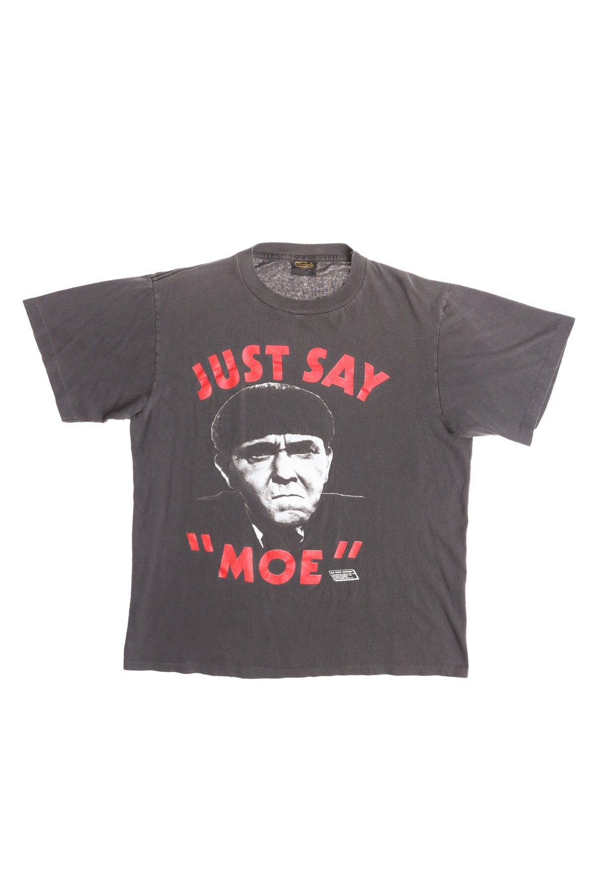 Just Say "Moe" Black Graphic T-shirt - Three Stooges