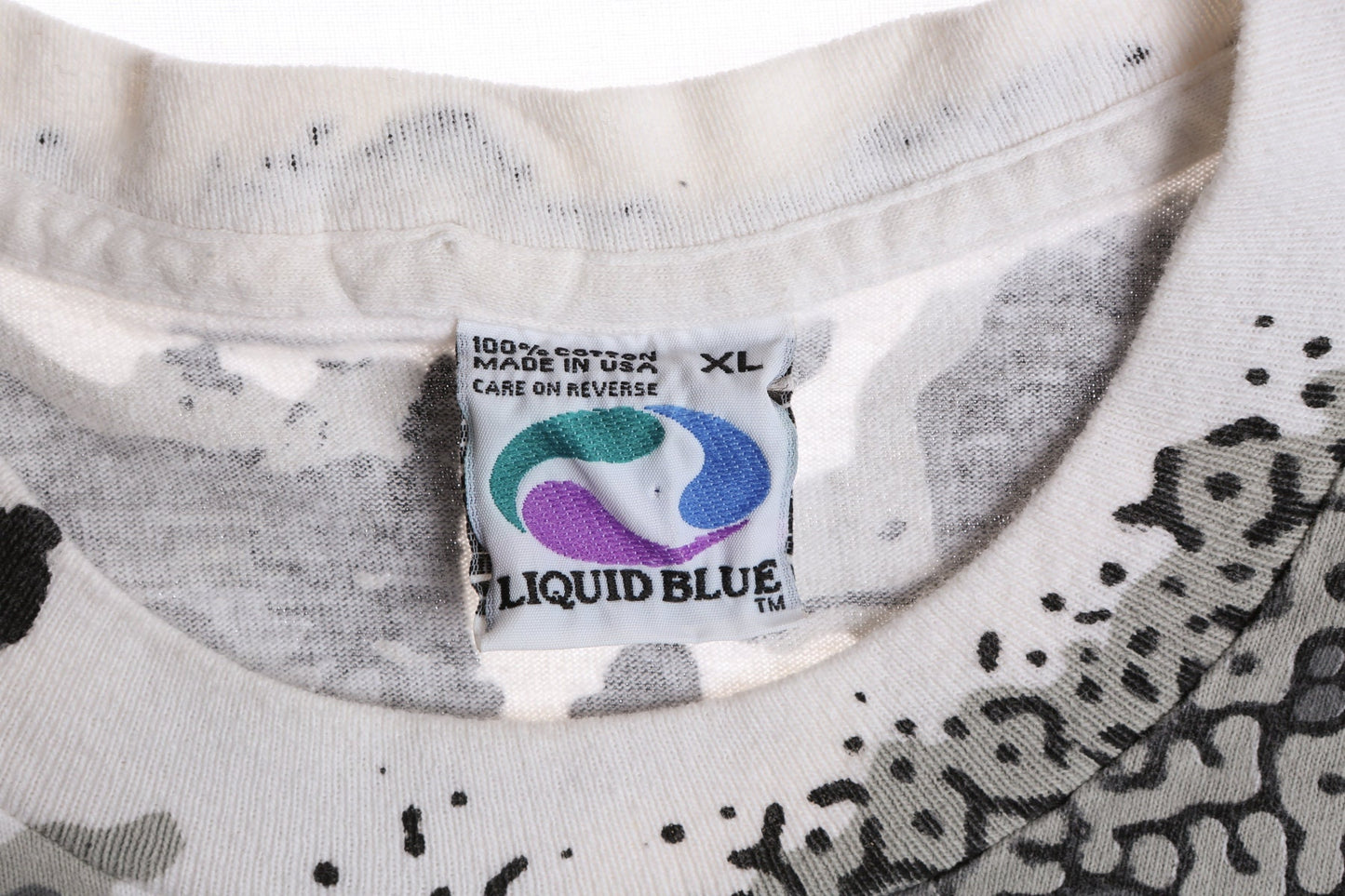 Liquid Blue Skeleton Face Graphic T-shirt