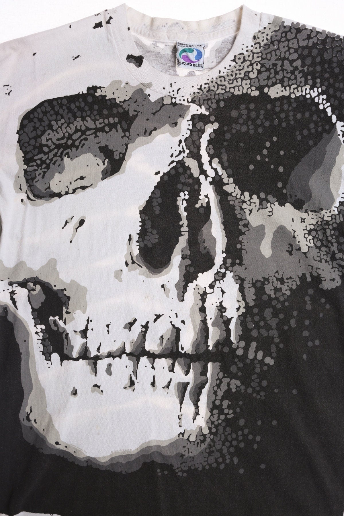 Liquid Blue Skeleton Face Graphic T-shirt