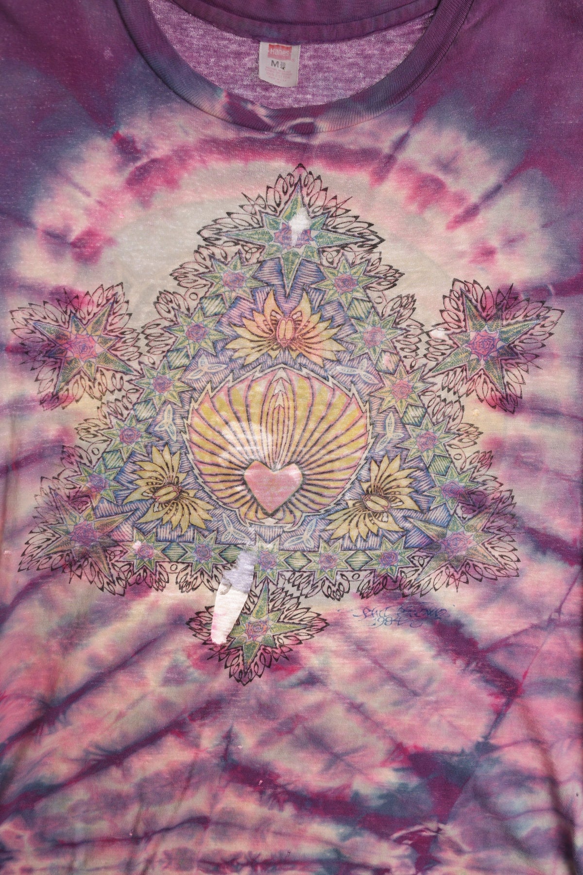 Vintage Tie Dye Graphic T-shirt by Phillip Brown 1984 - Hippie Abstract Geometry Print