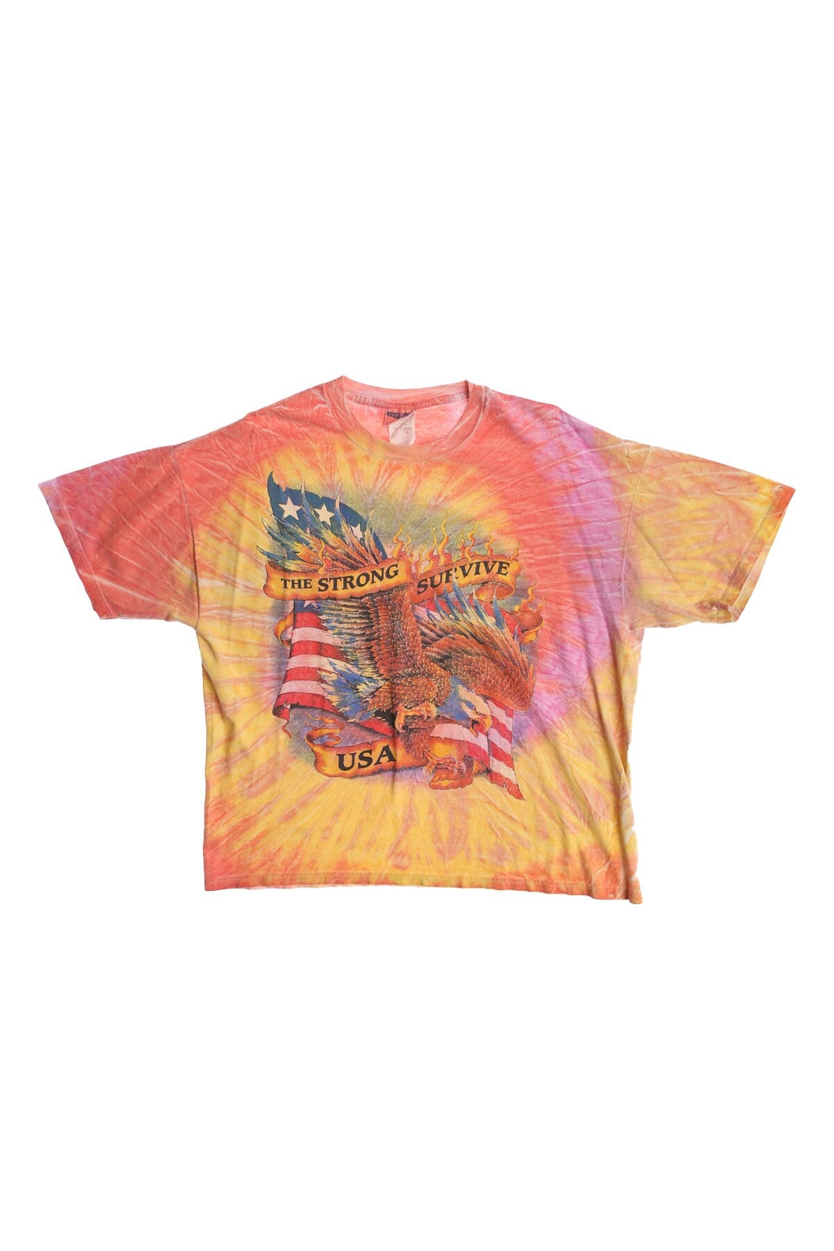 Vintage Tie Dye T-shirt - The Strong Survive USA - Usa Flag - Fire Eagle