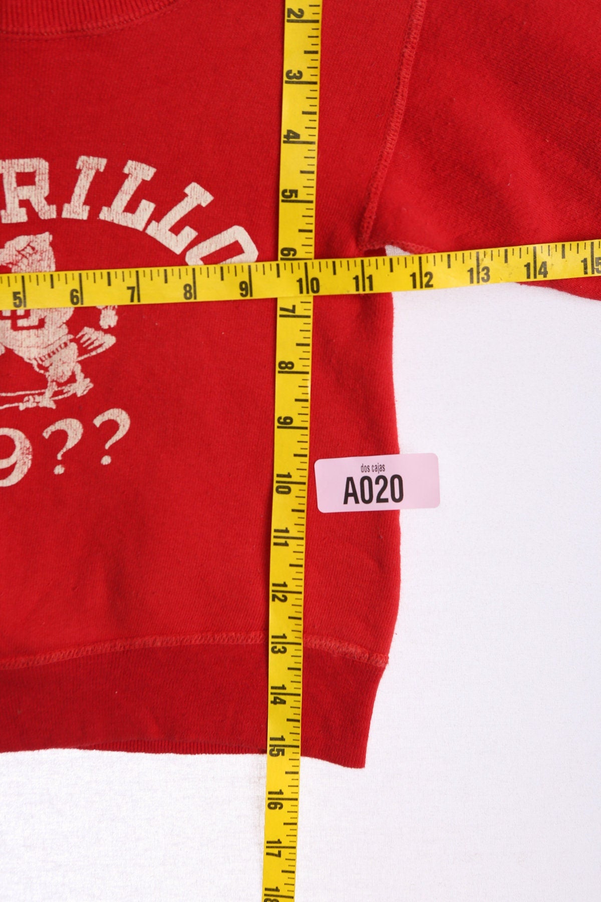 Vintage Champion Kids Red Crew Neck Sweatshirt with Cabrillo Print - Era 40s - 50s