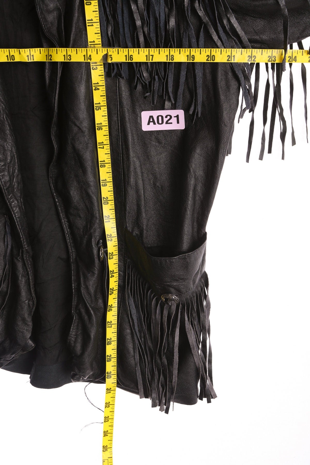 Women Black Fringe Leather Jacket - Western Style - Era 80s - 90s