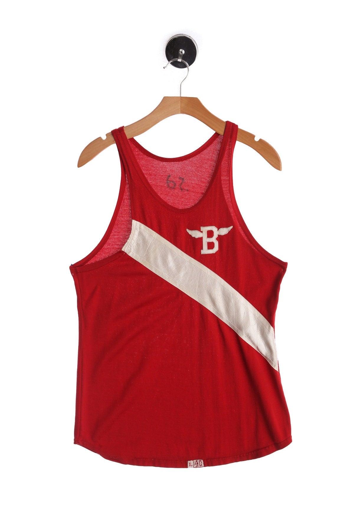 Vintage Track and Field Red Jersey with B Wings Patch - Era 40's - 50's