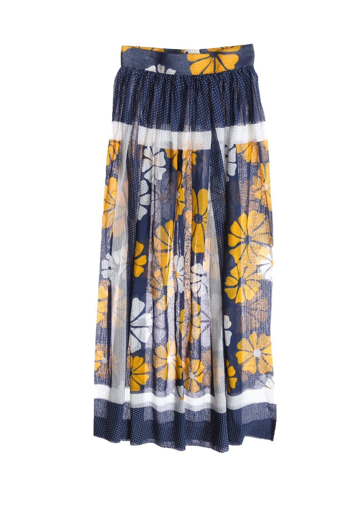 Vintage Floral Print Skirt - Era 70s - 80s