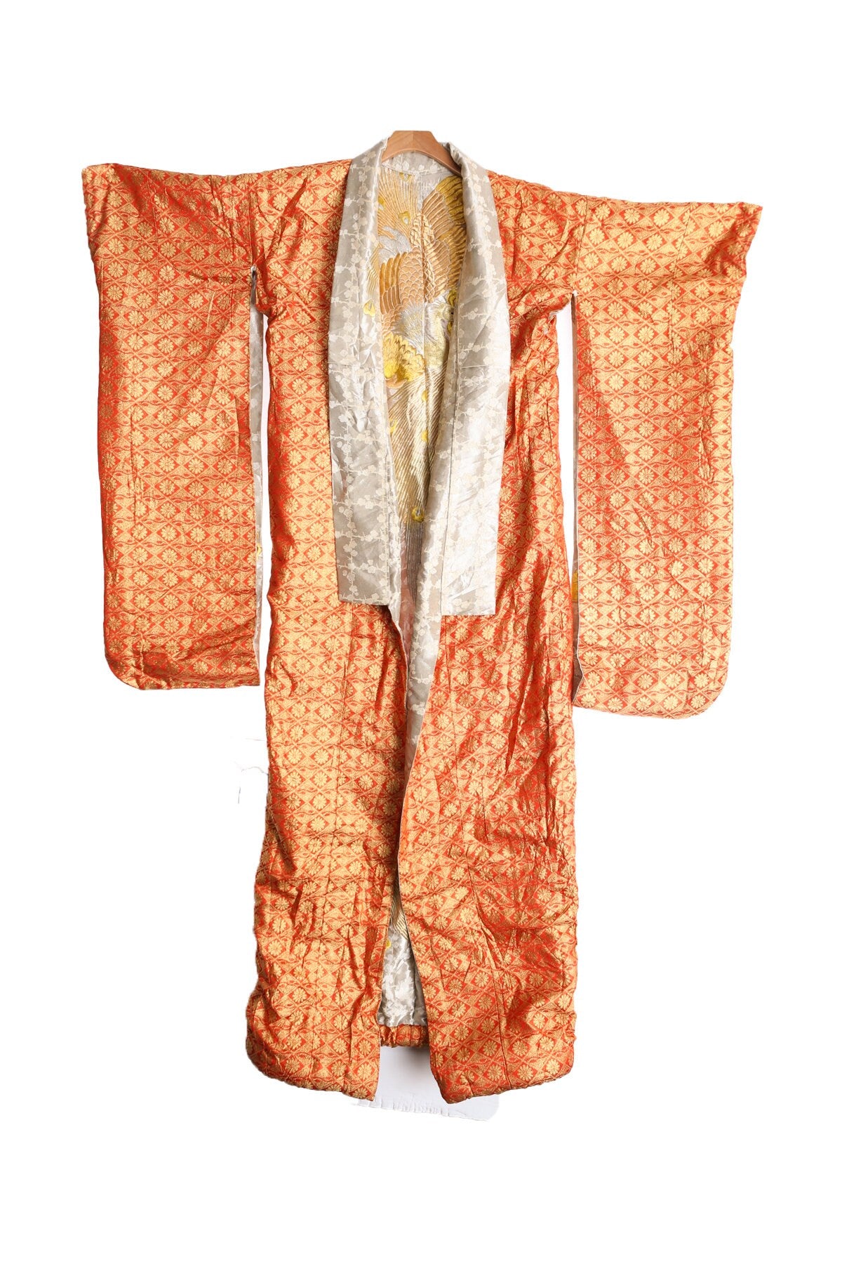 Vintage Kimono Robe with Peacock Embroidery