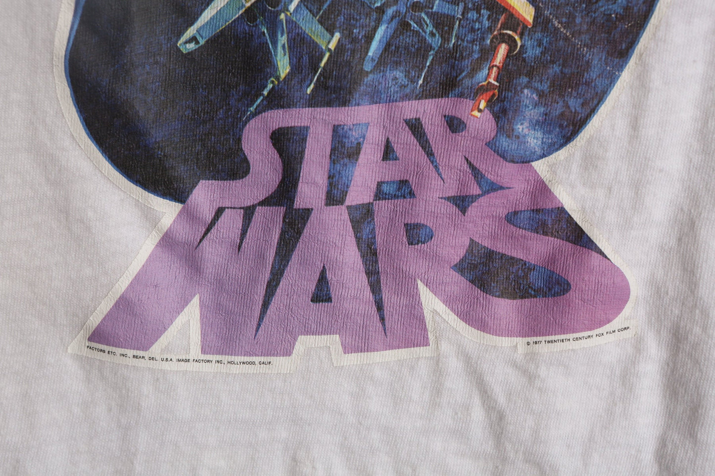 Vintage Iron Print White T-shirt with Star Wars Graphic