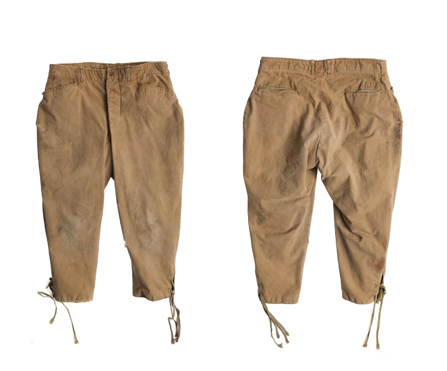 Vintage Men Hunting Pants with Ankle Tie Closure and Wool Lining