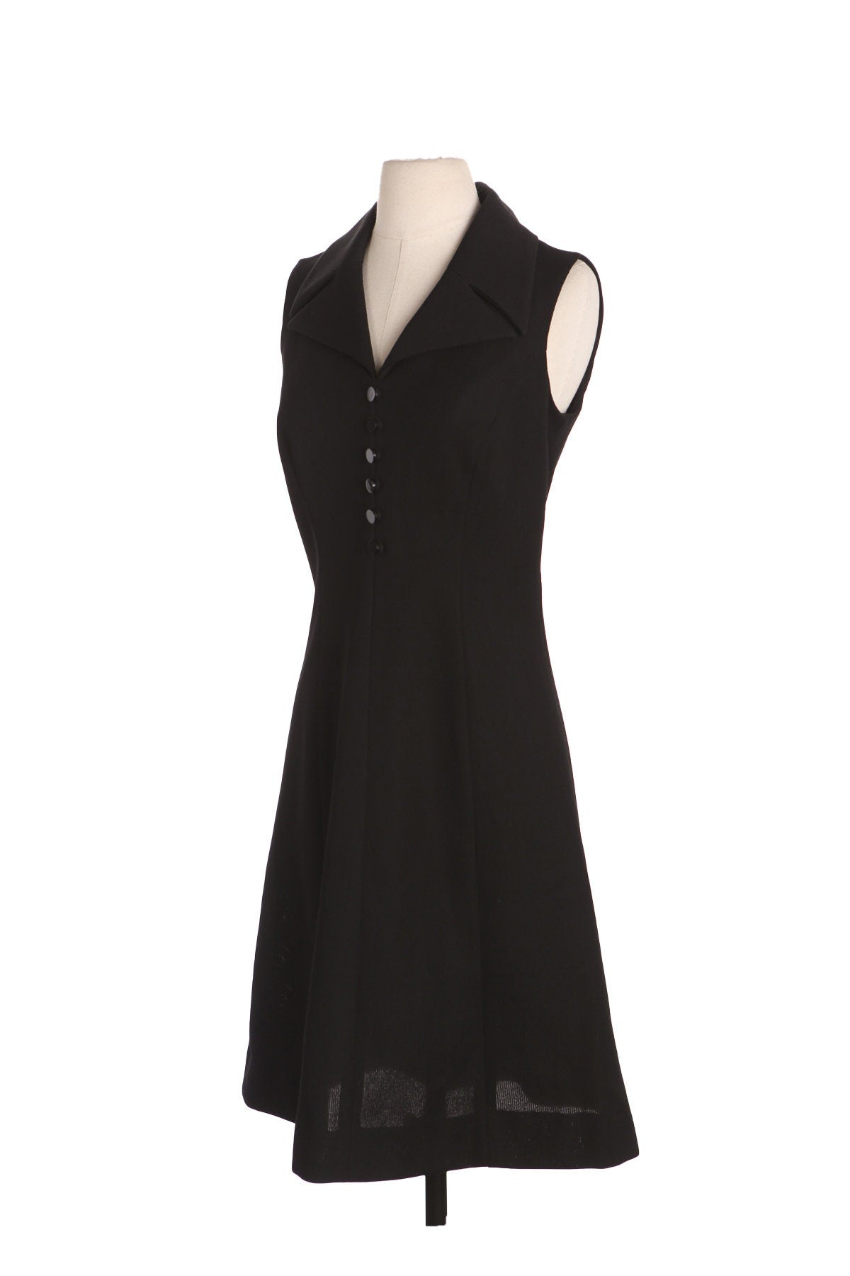 1970s Women Black Casual Poly Dress