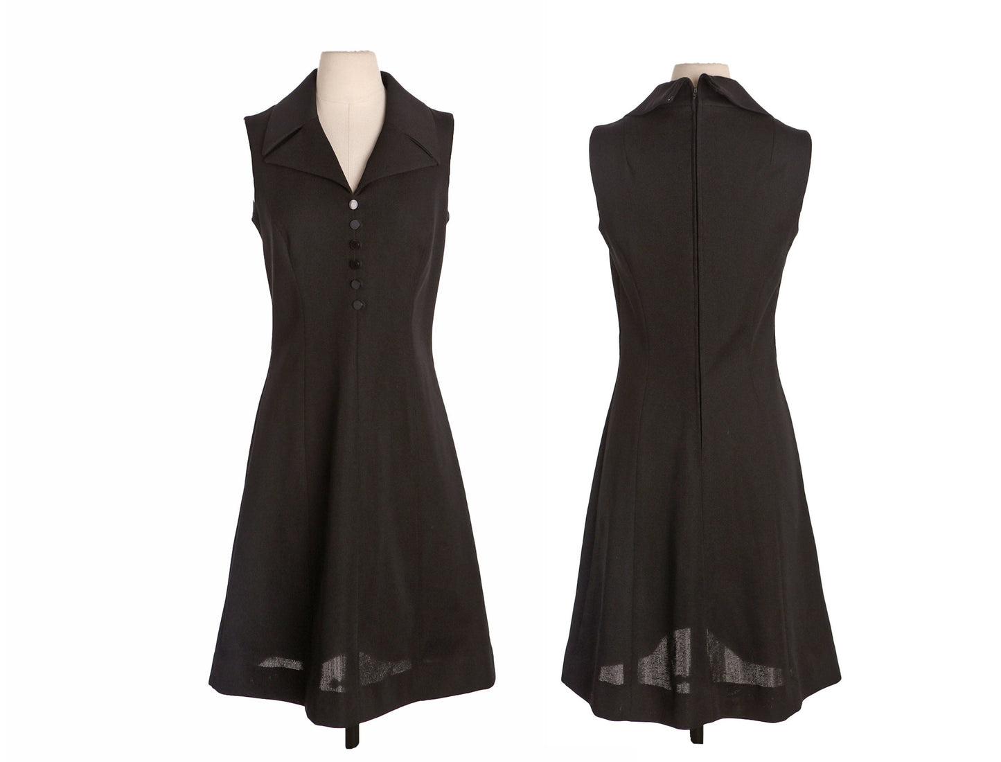 1970s Women Black Casual Poly Dress