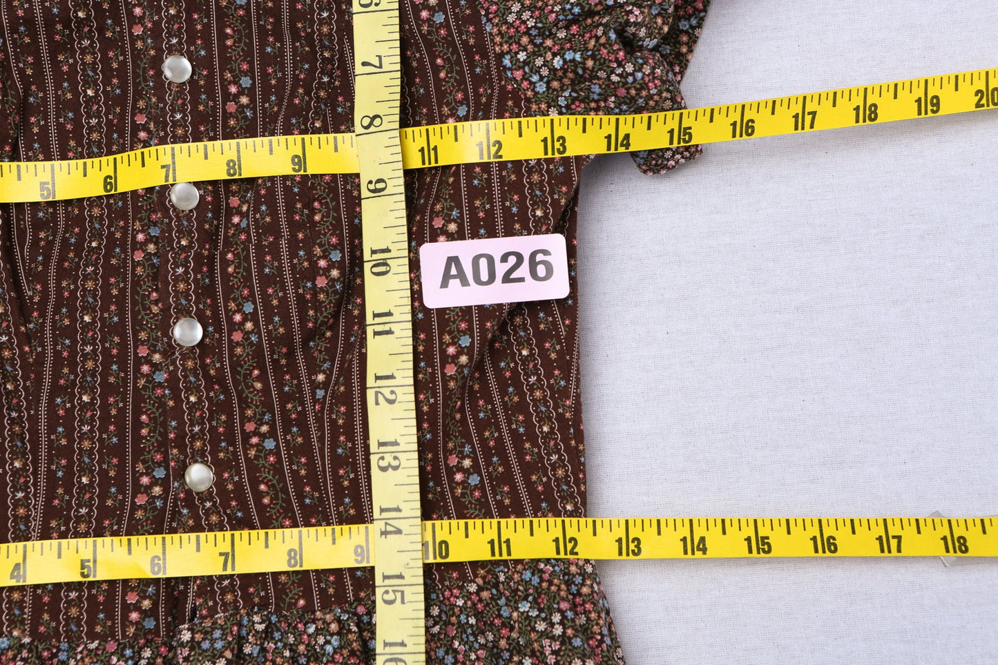 Vintage Prairie Dress Brown Floral Print