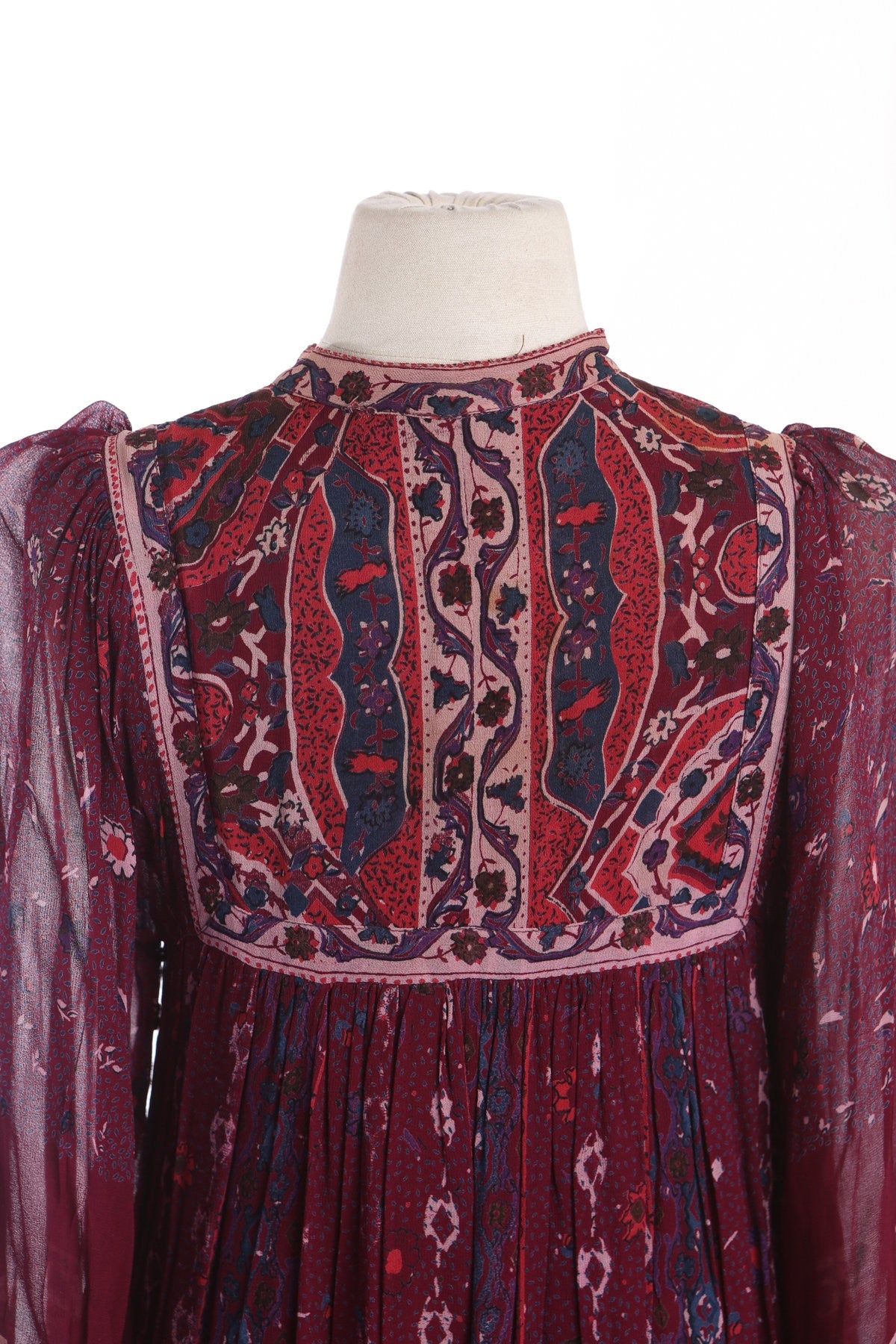 Vintage Boho Dress - Made in India by Starina - Floral Print Rayon Fabric - Era 70s - 80s