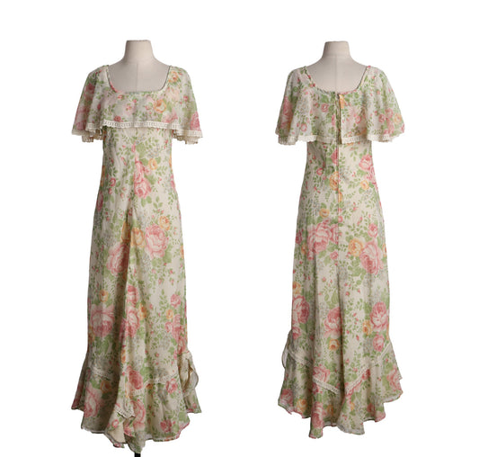 Vintage Floral Print Cotton Long Summer Dress