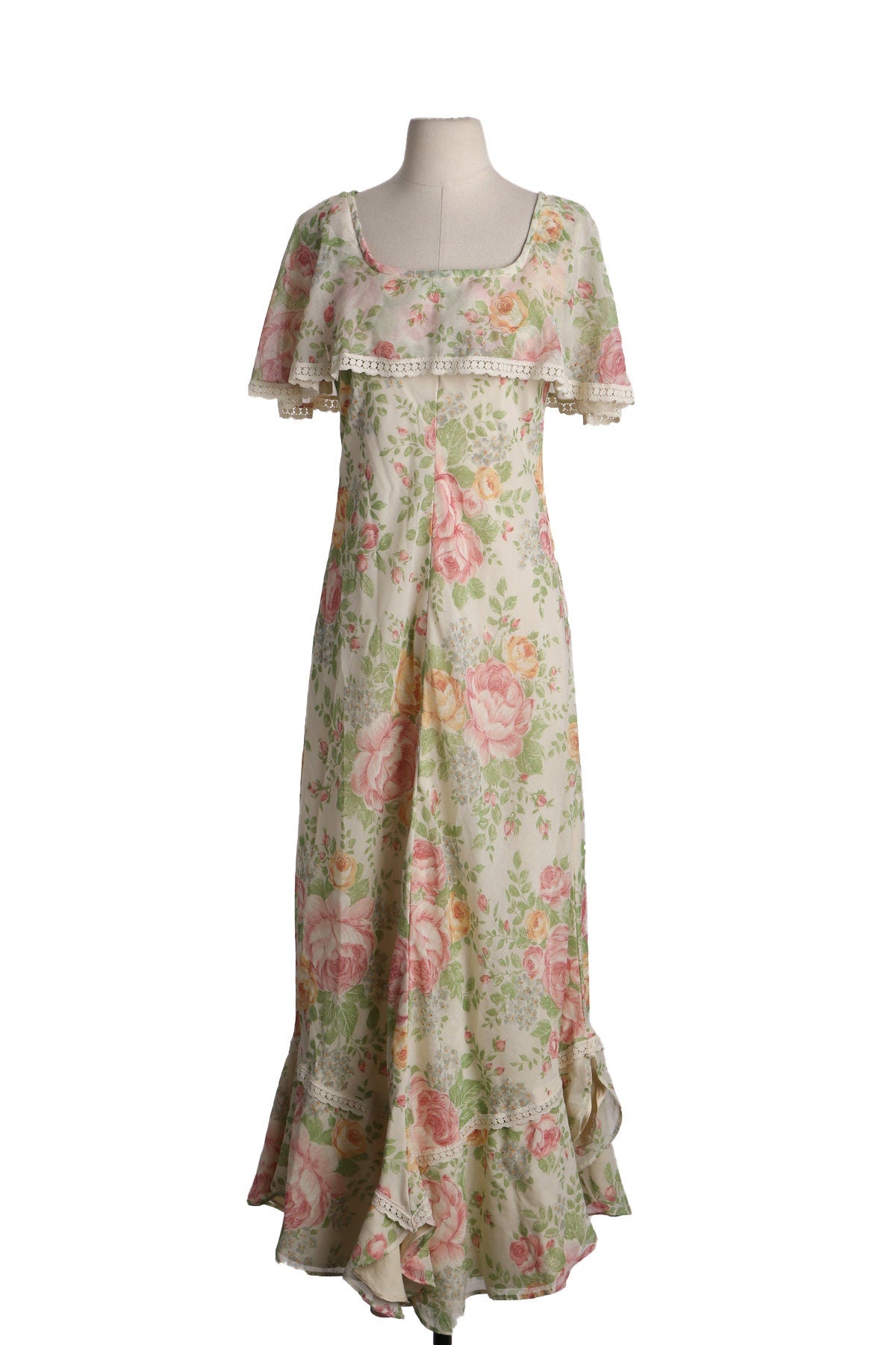 Vintage Floral Print Cotton Long Summer Dress