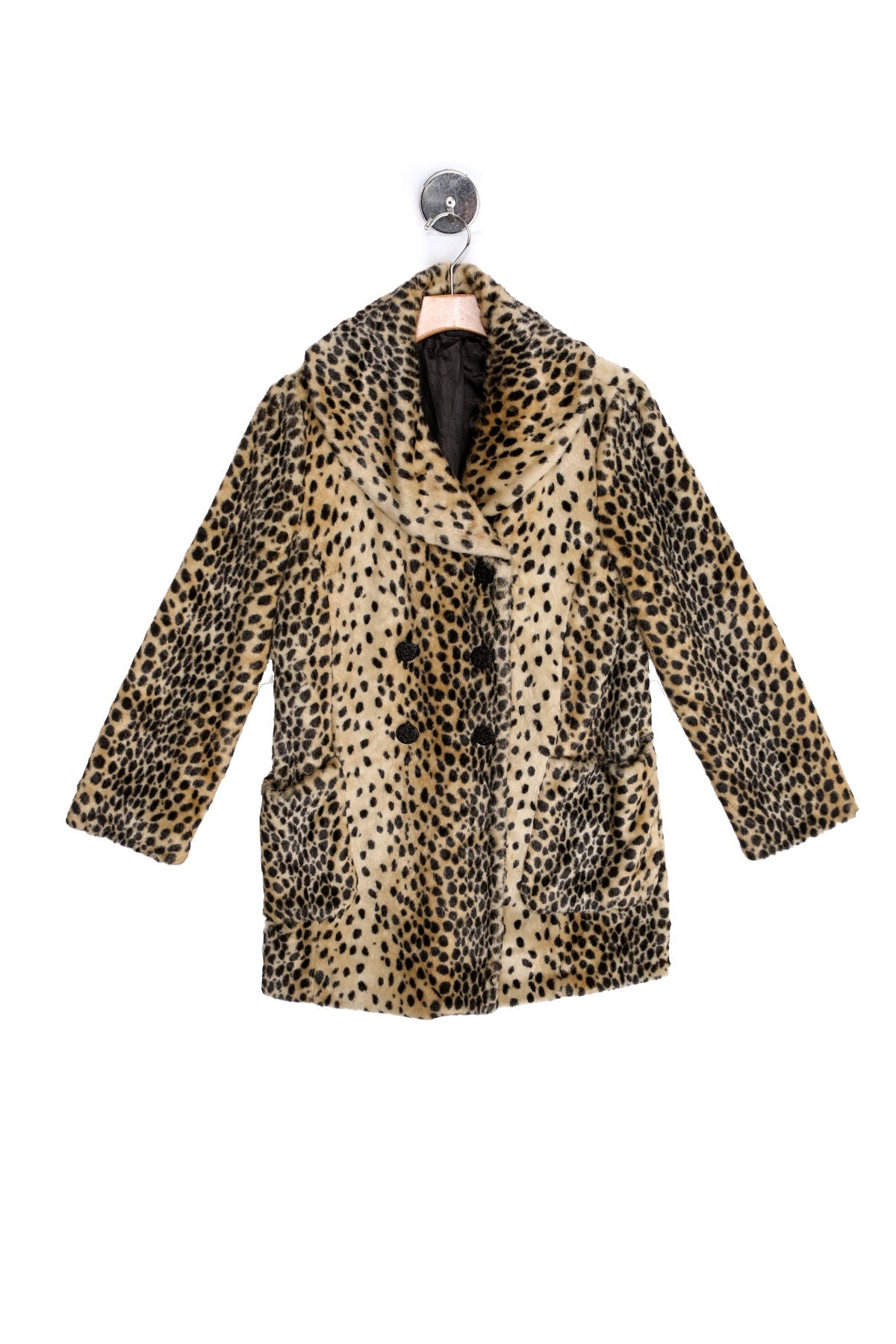 Vintage Cheetah Print Faux Fur Coat - Era 50s - 60s