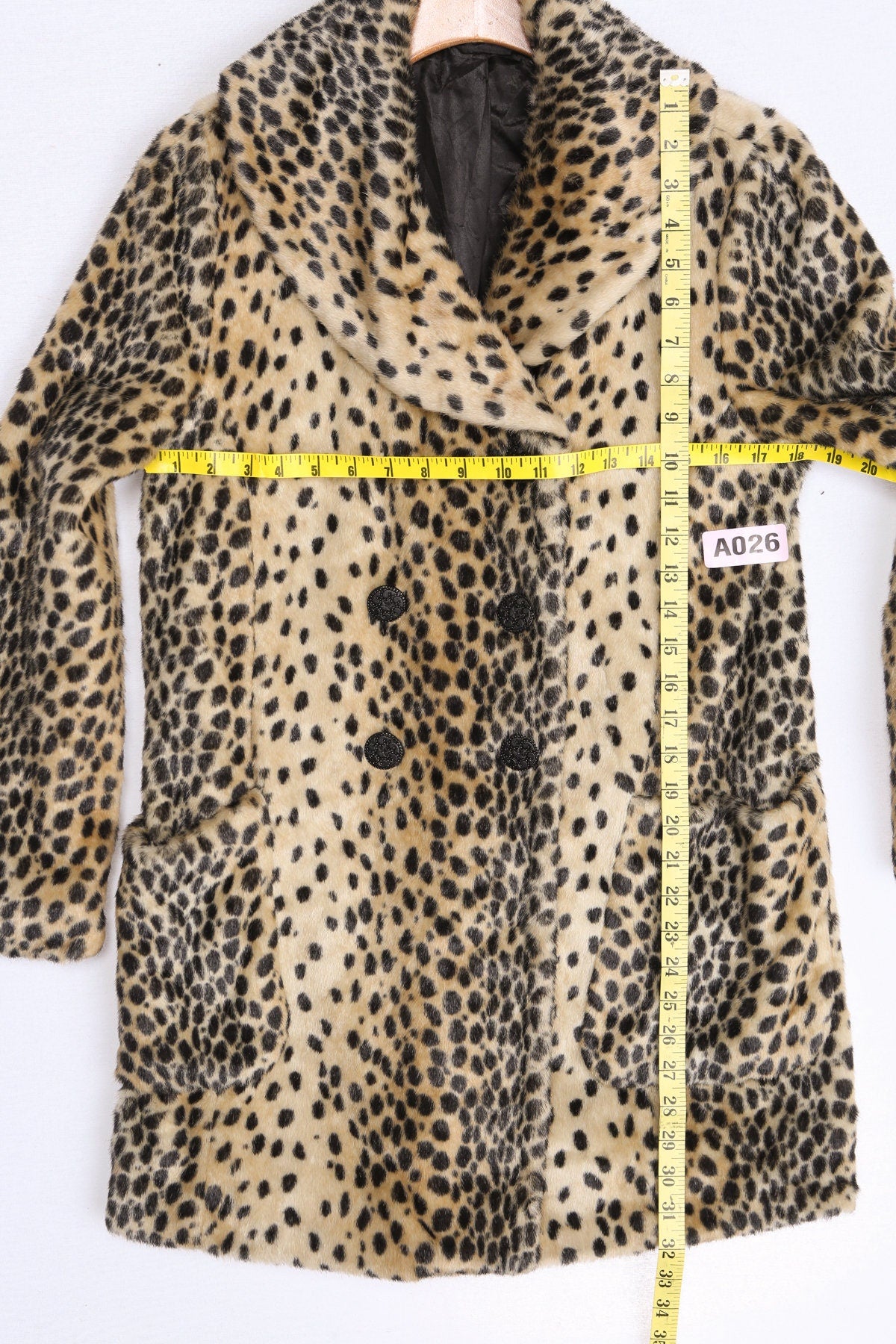 Vintage Cheetah Print Faux Fur Coat - Era 50s - 60s