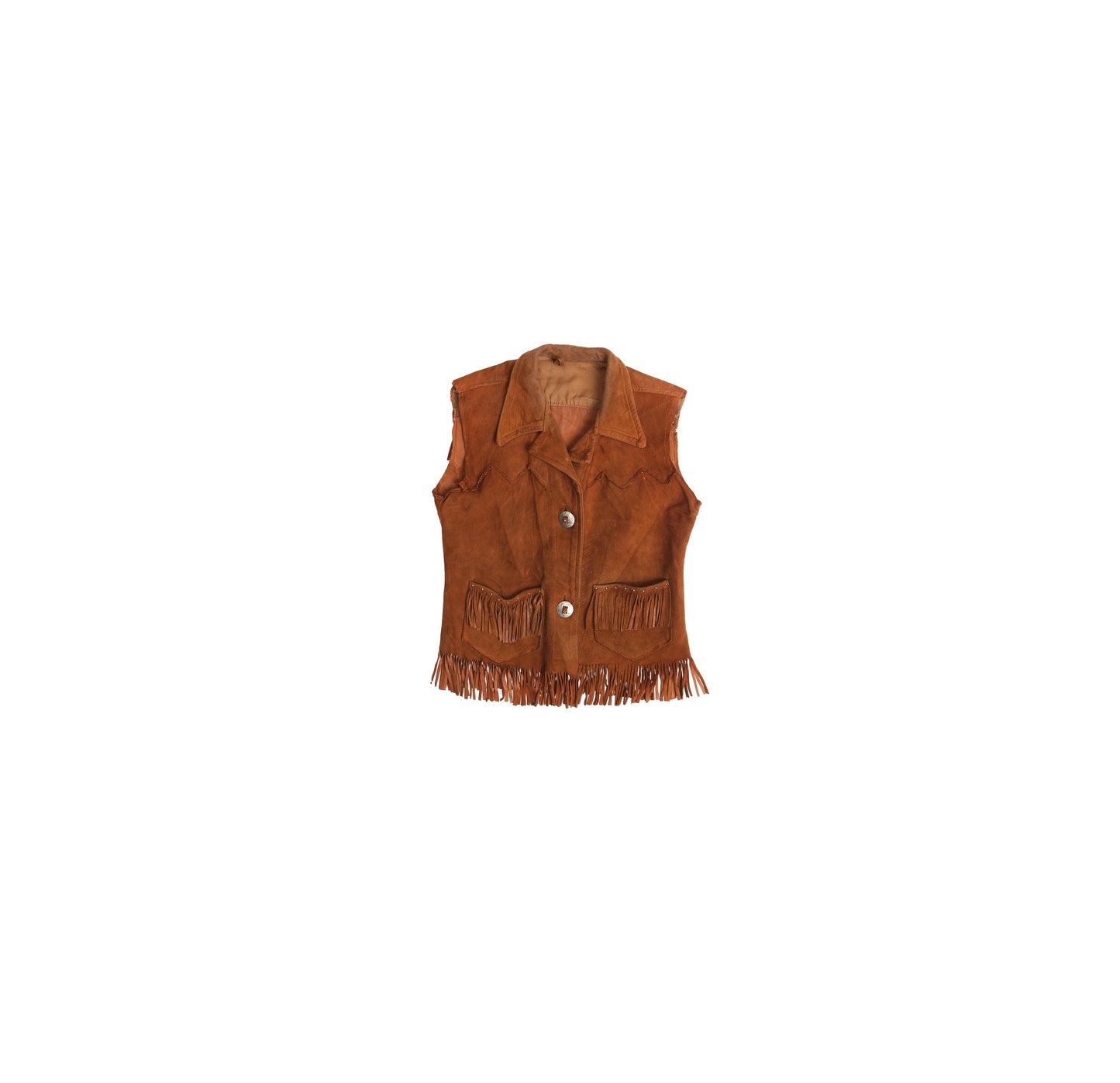 Vintage Women Brown Suede Western Vest - Era 40s - 50s
