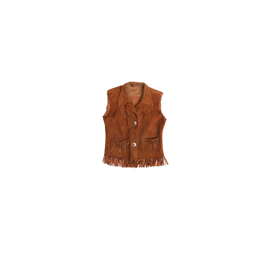 Vintage Women Brown Suede Western Vest - Era 40s - 50s