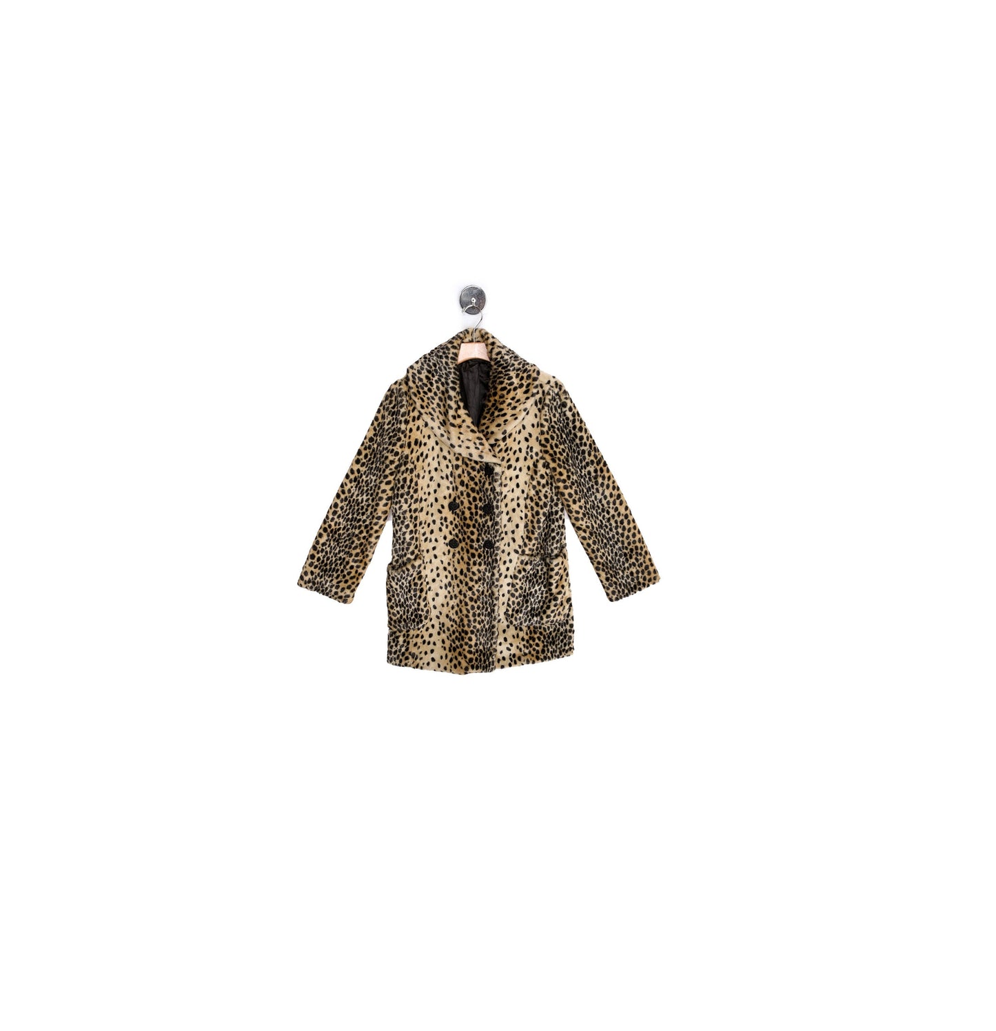 Vintage Cheetah Print Faux Fur Coat - Era 50s - 60s