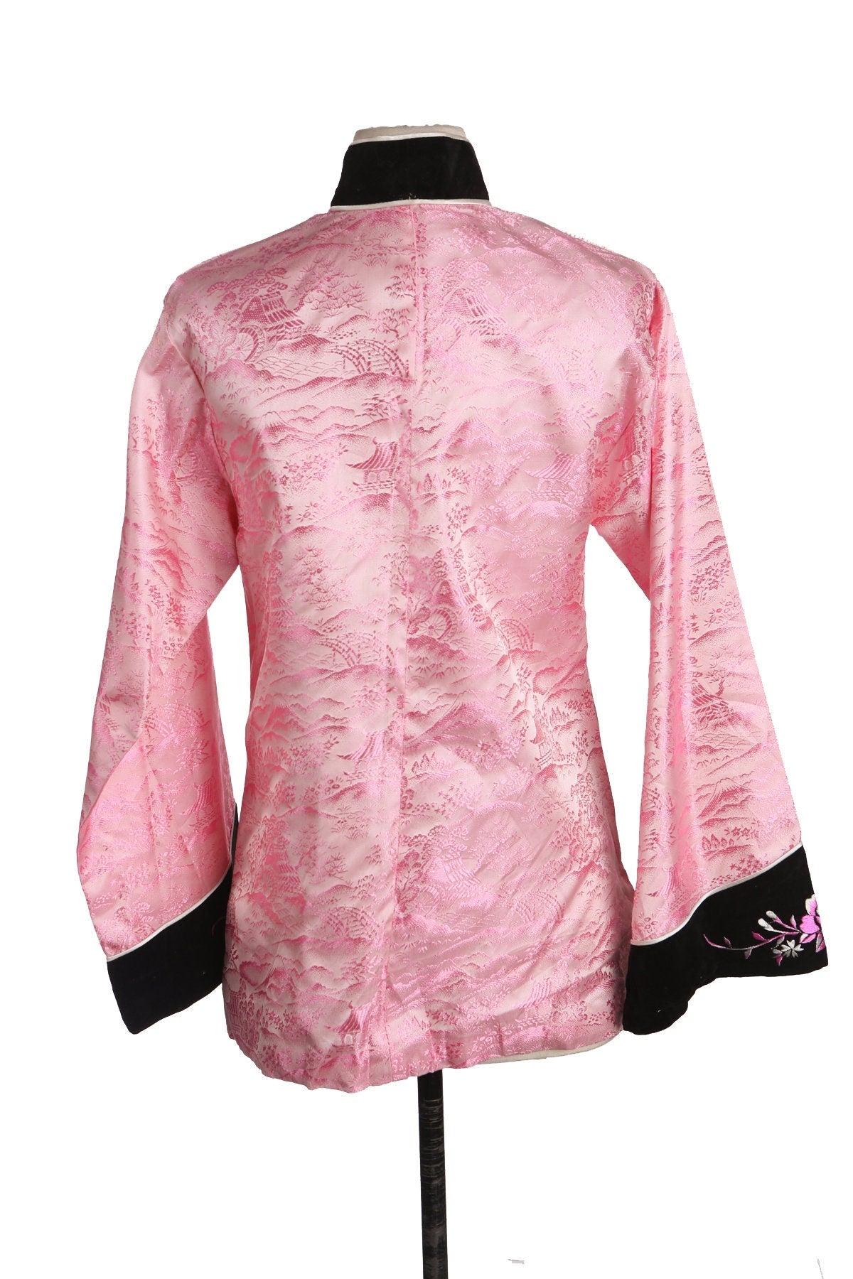 Vintage Cheongsam Jacket - Pink Floral Embroidery