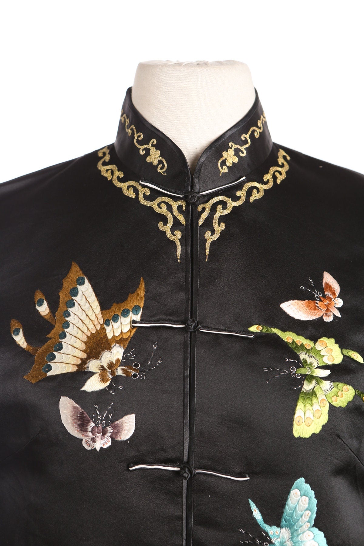 Black Cheongsam Vest with Butterfly Embroidery