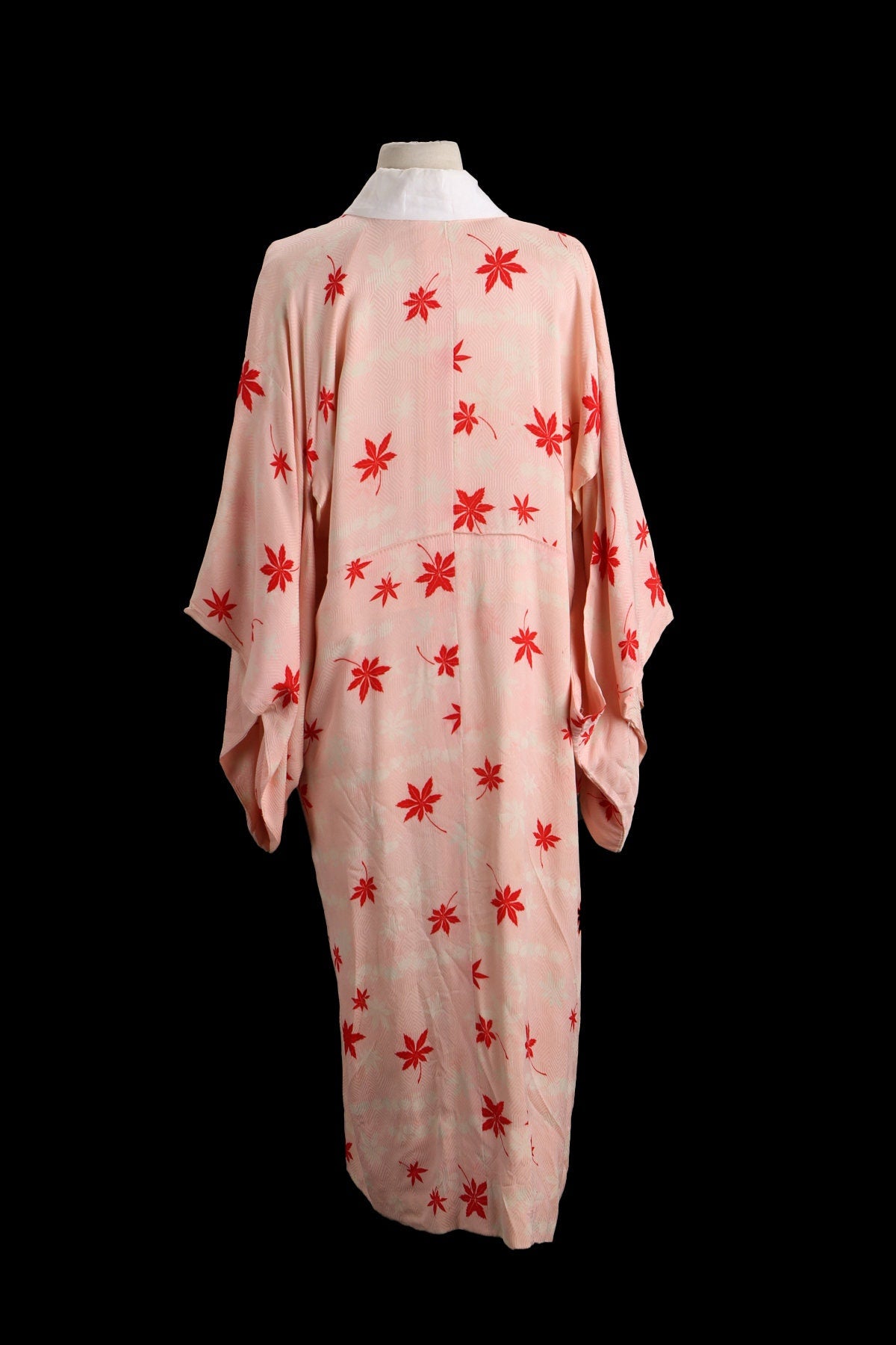 Vintage Kimono Robe - Red Sleaves Print