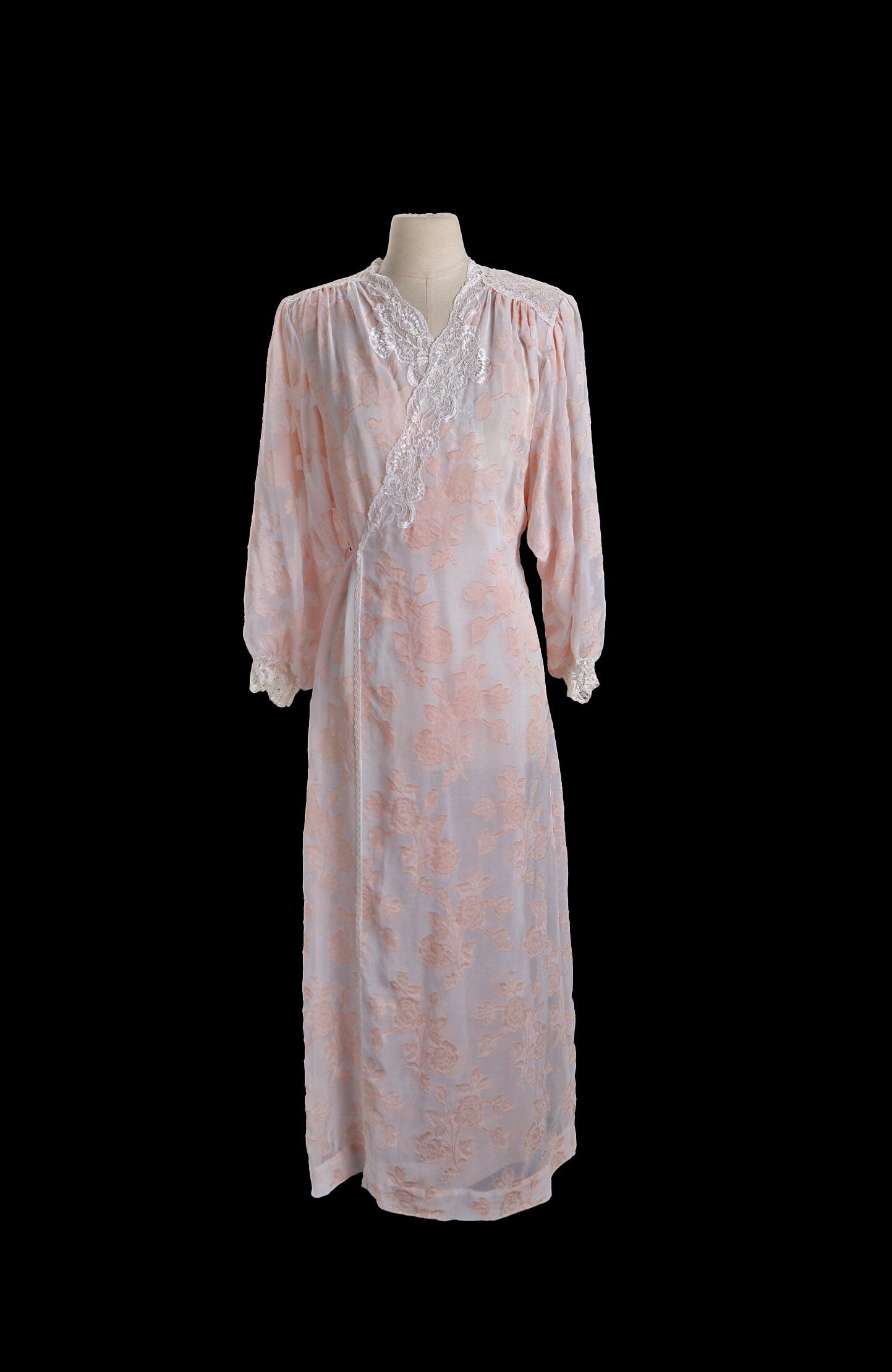Vintage Night Gown Dress with Pink Floral Designs