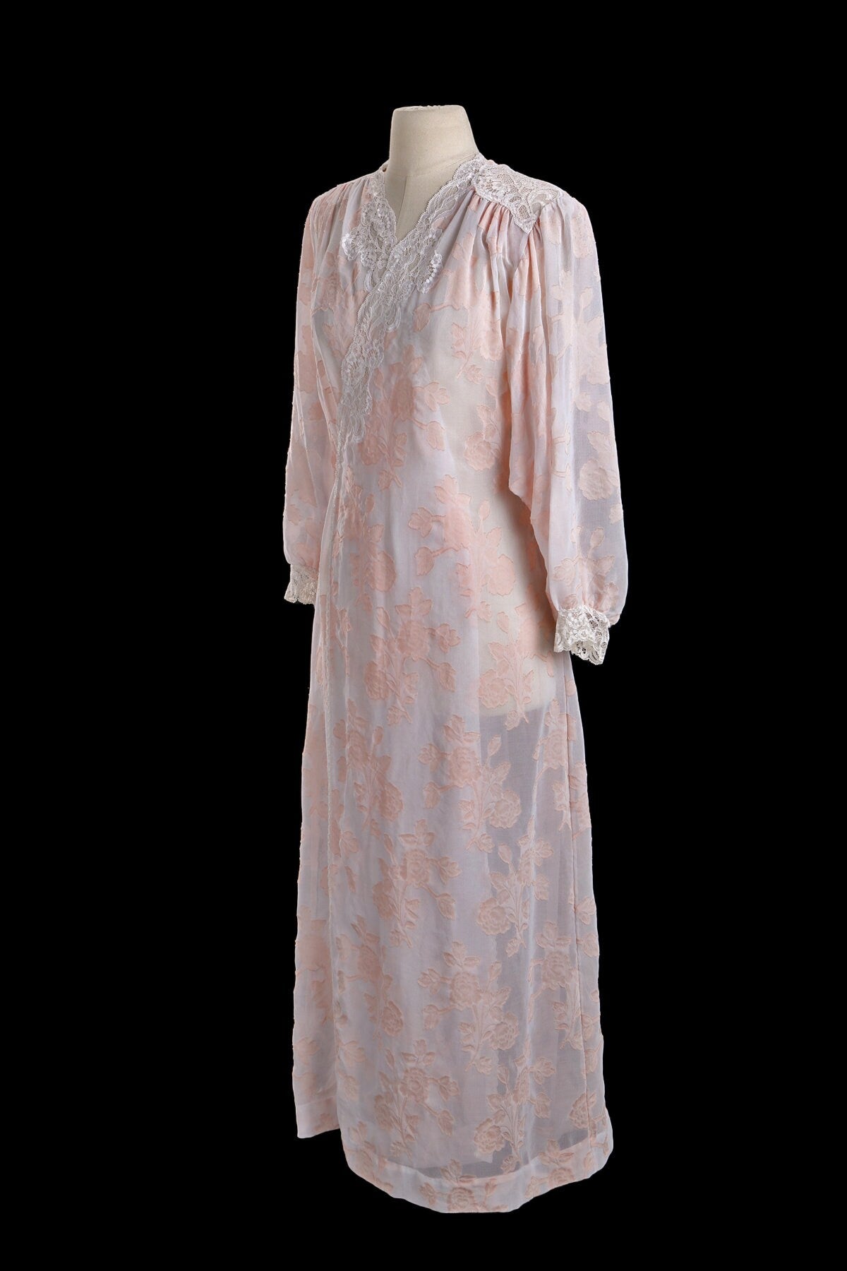 Vintage Night Gown Dress with Pink Floral Designs
