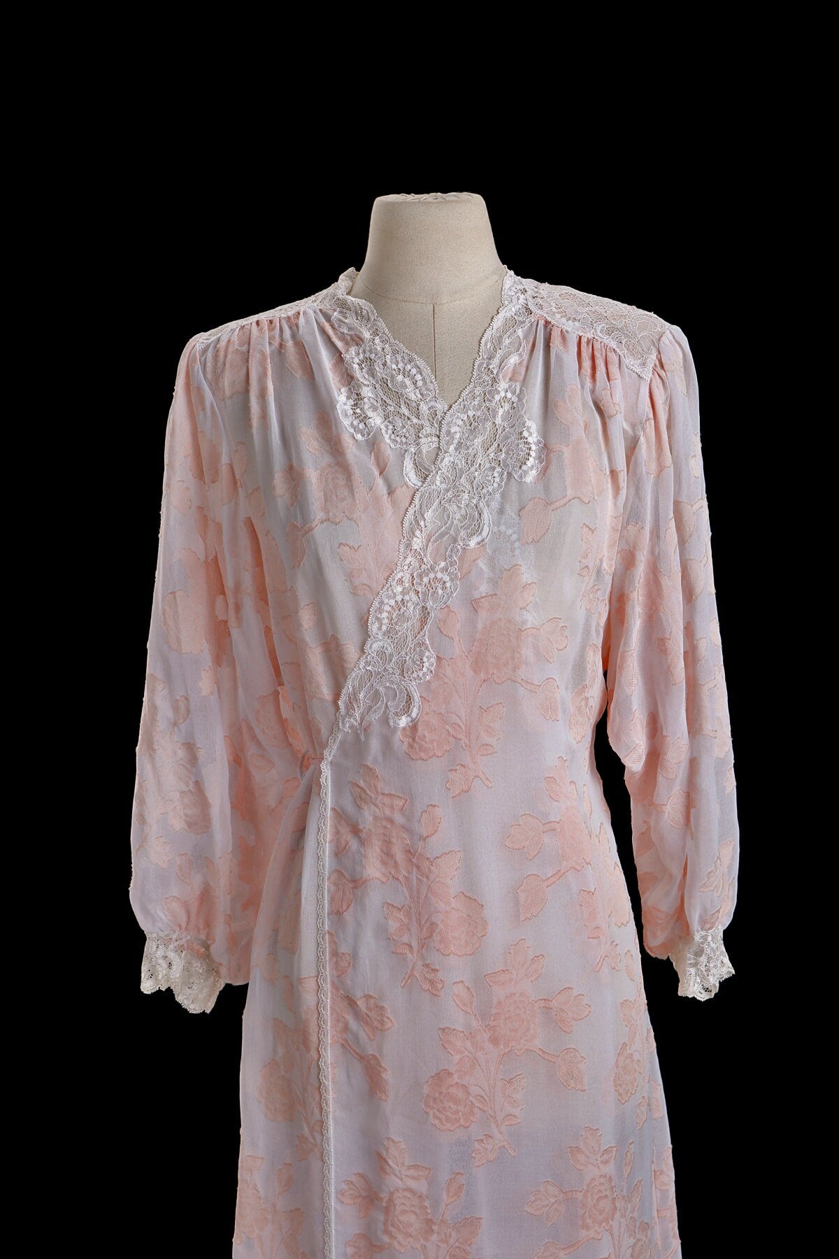 Vintage Night Gown Dress with Pink Floral Designs