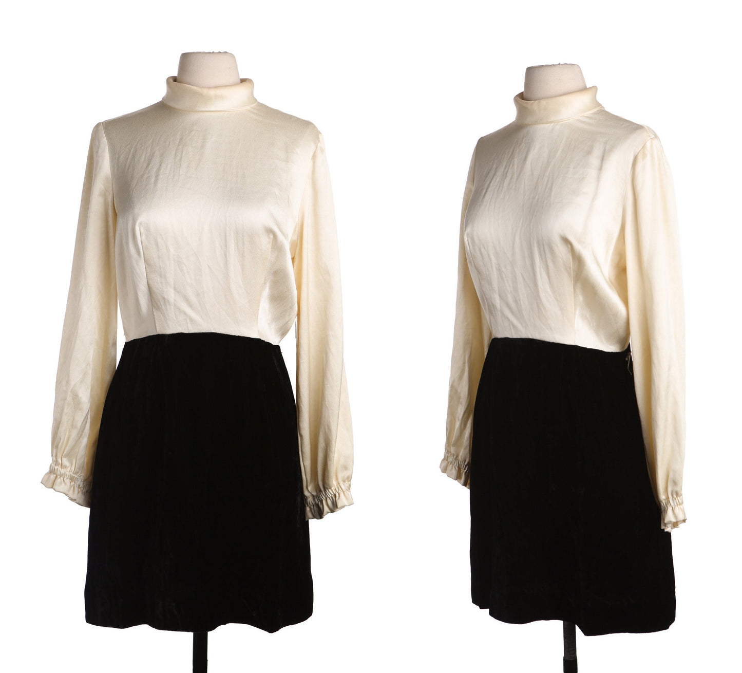 1980s Women Black and White Evening Party Dress