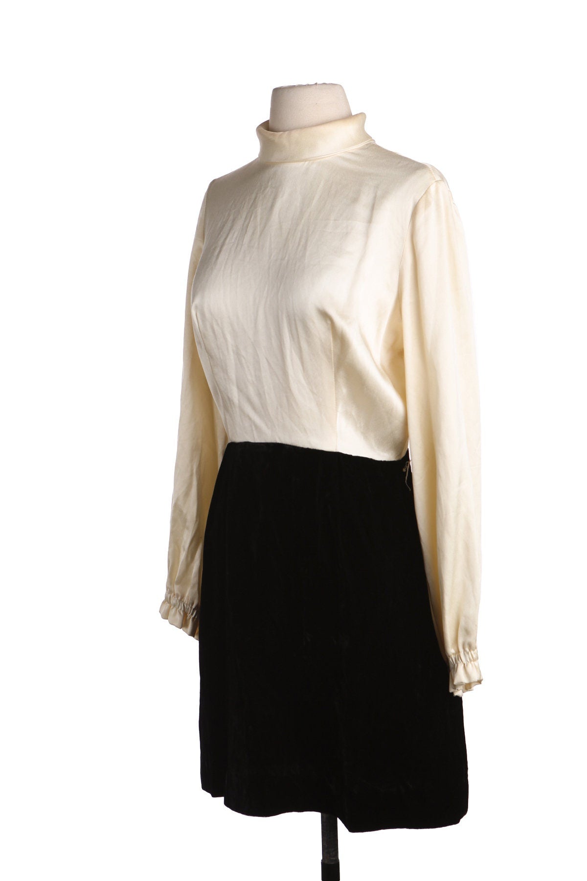 1980s Women Black and White Evening Party Dress