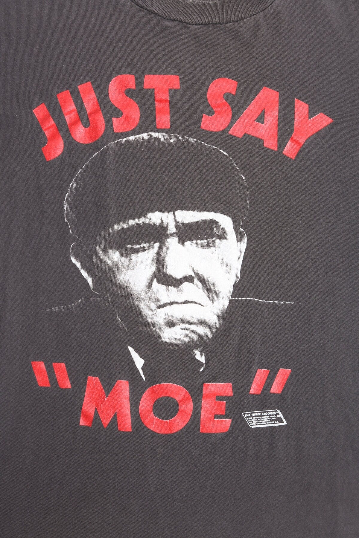 Just Say "Moe" Black Graphic T-shirt - Three Stooges