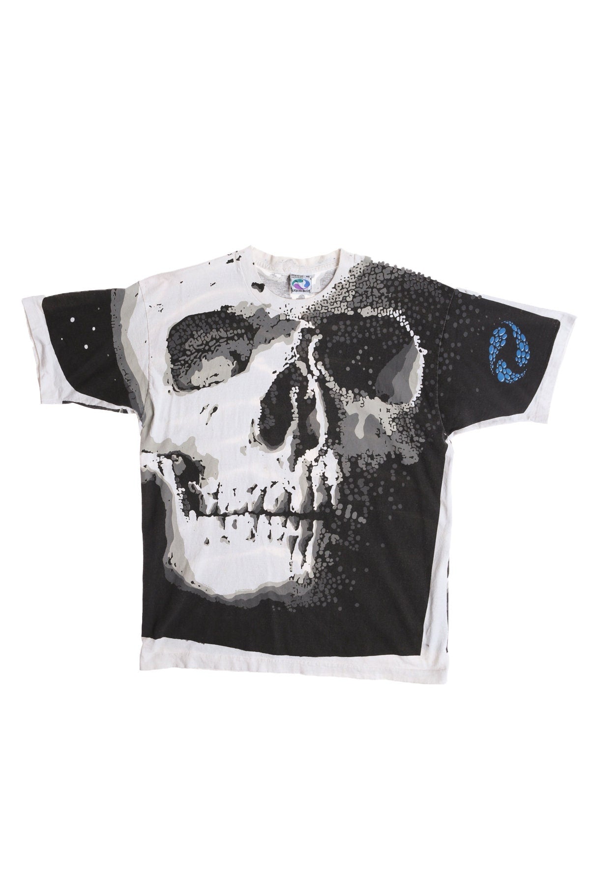 Liquid Blue Skeleton Face Graphic T-shirt