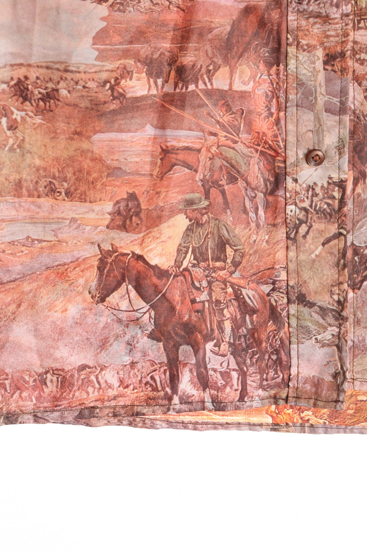 70s Men Western Graphic Button Up Shirt