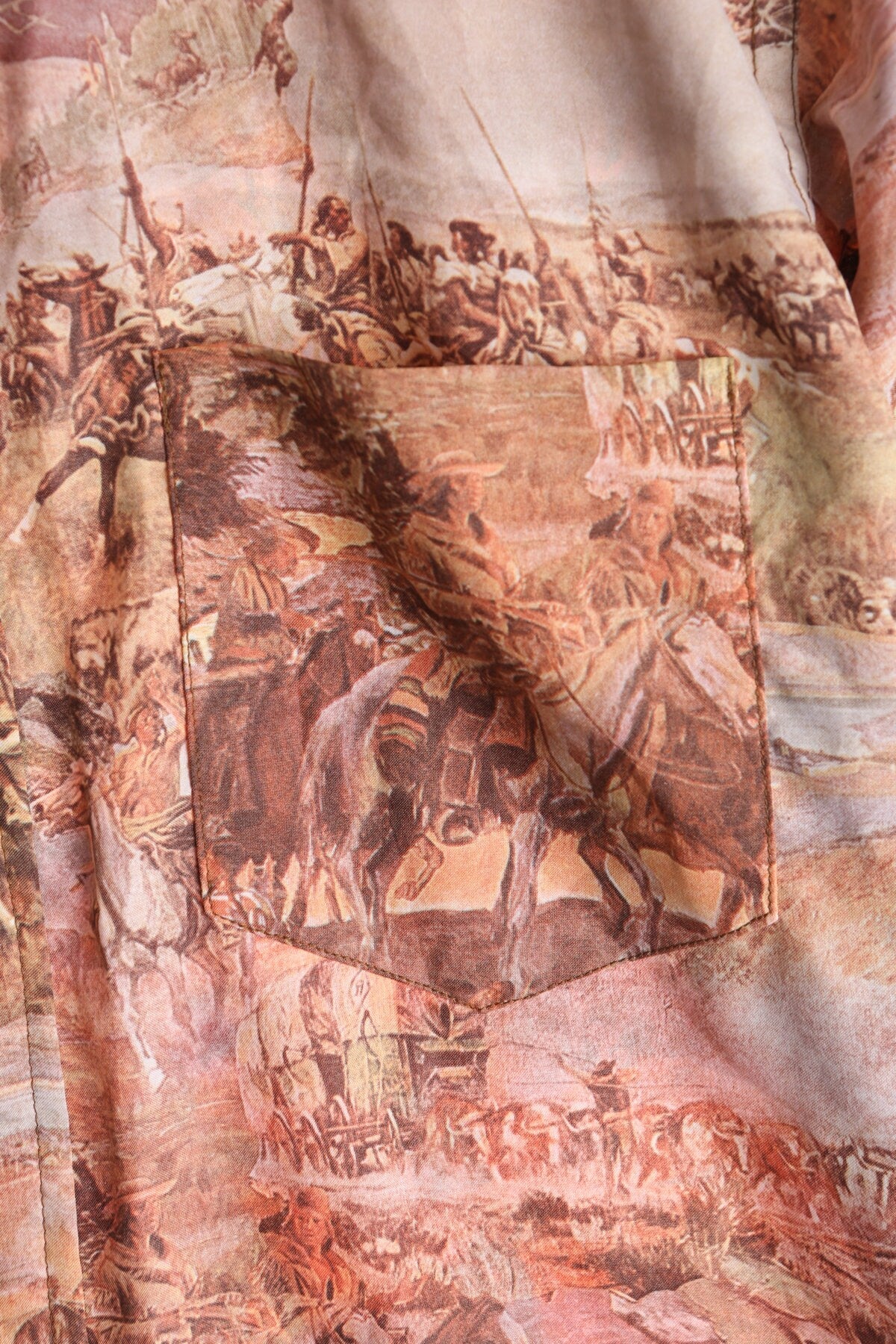 70s Men Western Graphic Button Up Shirt