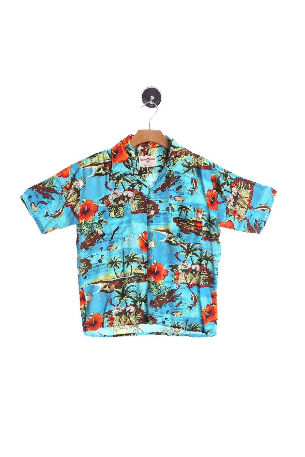 Vintage Men Hawaiian Shirt by Hawaiian Holiday - Made in Korea - Era 70s - 80s