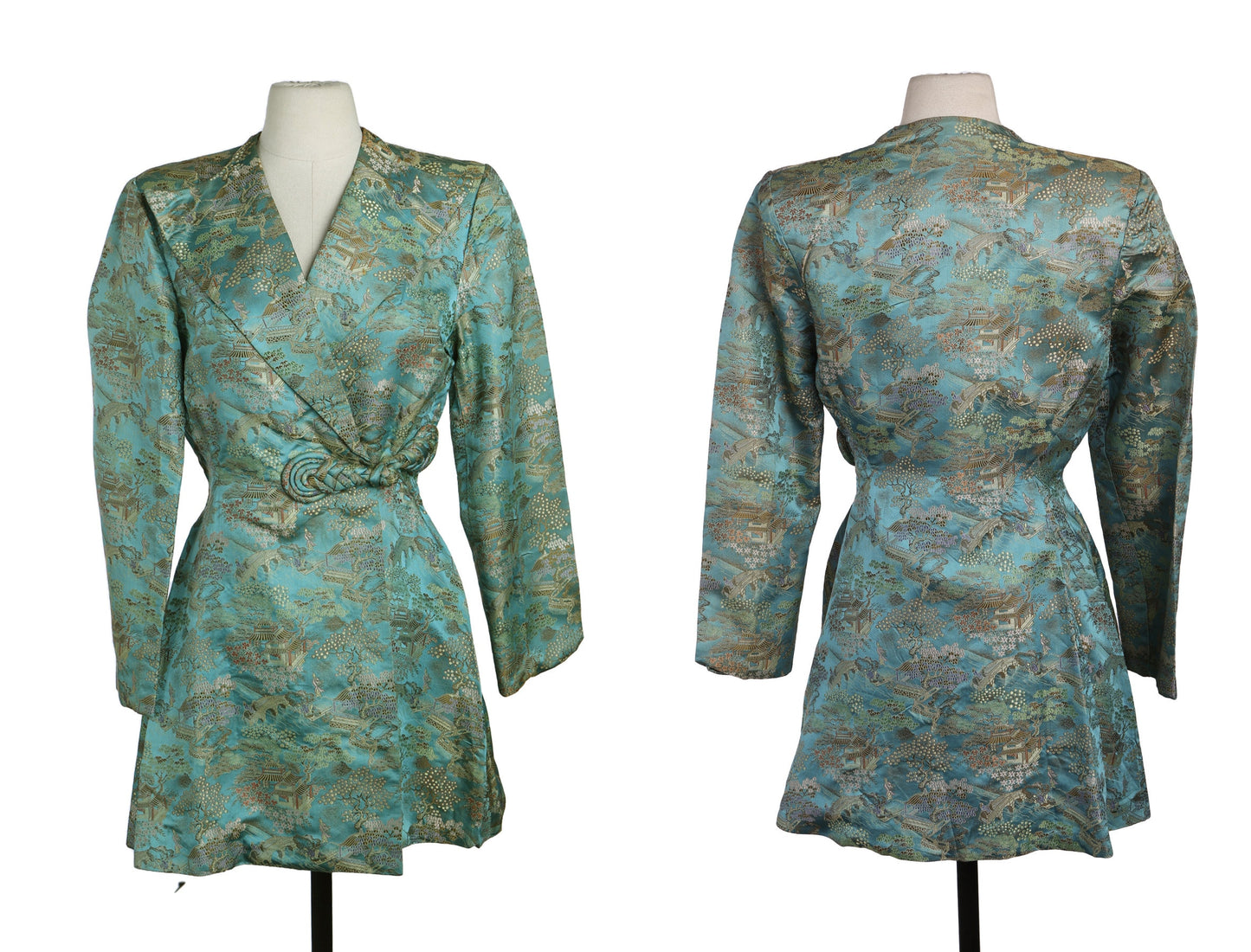 Vintage Brocade Green Coat - Made in China
